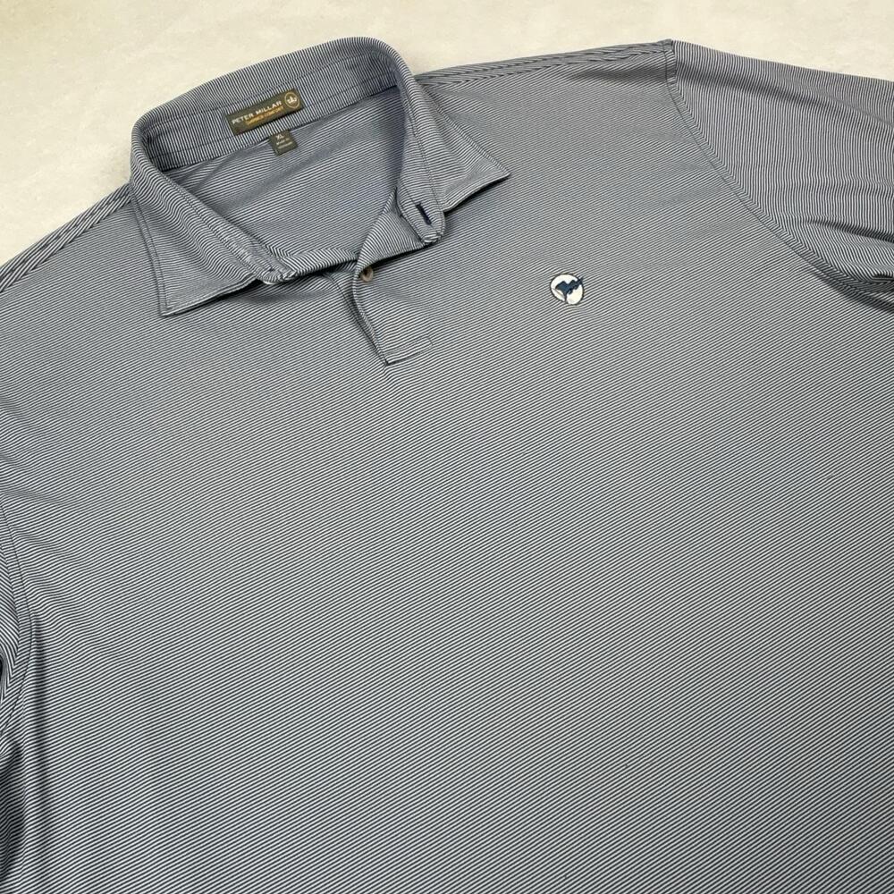 Peter Millar Polo Shirt Mens XL Blue White Summer Comfort Logo